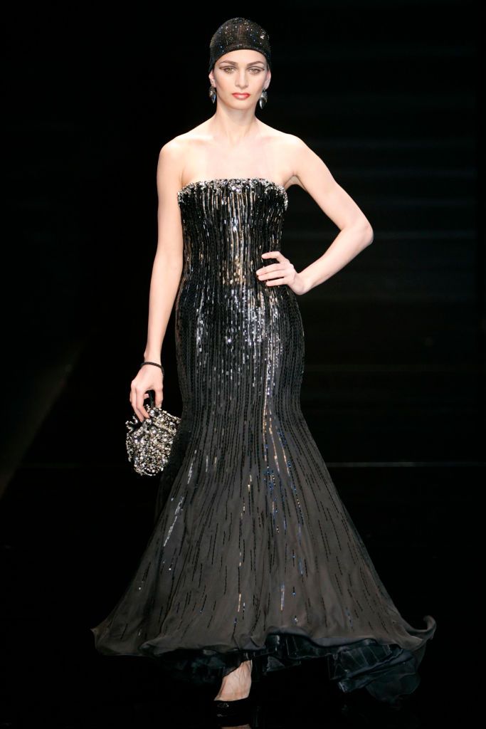 PARIS, FRANCE - JANUARY 23: A model walks the runway during the Armani Privé Haute Couture Spring/Summer 2004 fashion show as part of the Paris Haute Couture Fashion Week on January 23, 2005 in Paris, France. (Photo by Victor VIRGILE/Gamma-Rapho via Getty Images)