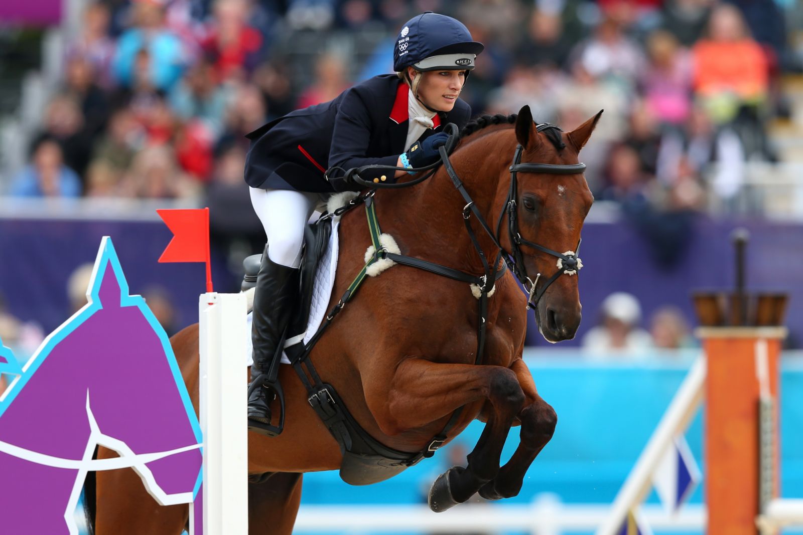LONDON, ENGLAND - JULY 31:  Zara Phillips of Great Britain riding High Kingdom in action in the Show Jumping Equestrian event on Day 4 of the London 2012 Olympic Games at Greenwich Park on July 31, 2012 in London, England.  (Photo by Alex Livesey/Getty Images)