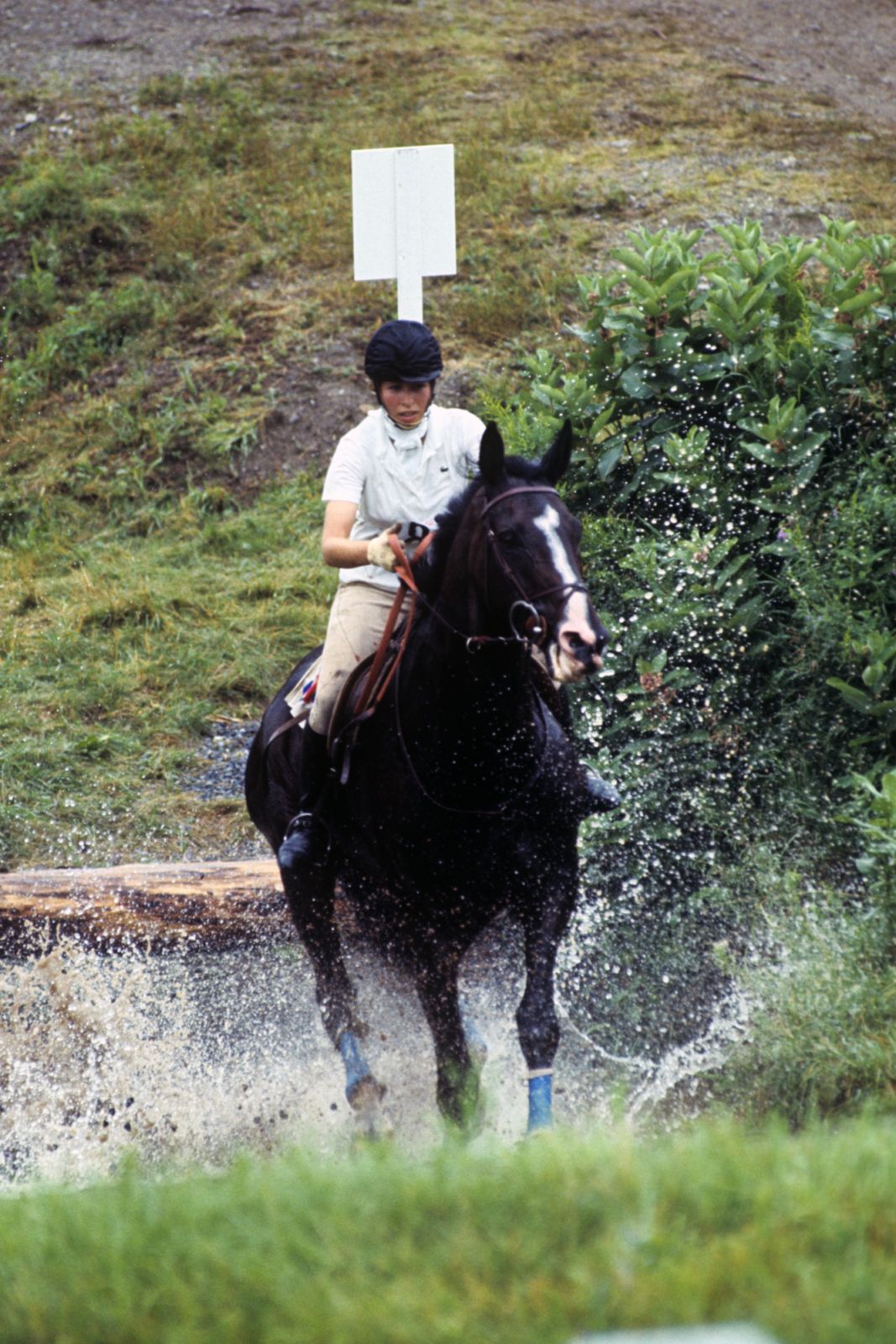 Princess Anne, riding Goodwill, during the cross country section of the Three Day Eventing at the Montreal Olympic Games.  (Photo by S&G/PA Images via Getty Images)