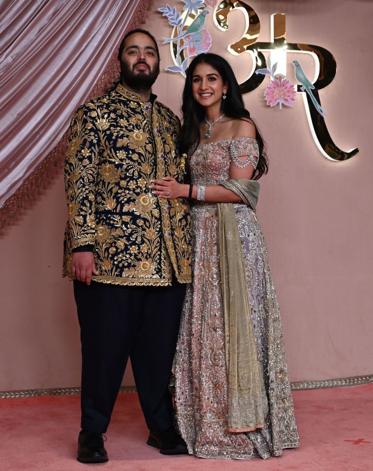 Anant Ambani And Radhika Merchant during their sangeet ceremony at the Jio World Convention Centre in BKC, on July 5, 2024 in Mumbai, India. (Photo by Raju Shinde/Hindustan Times via Getty Images)