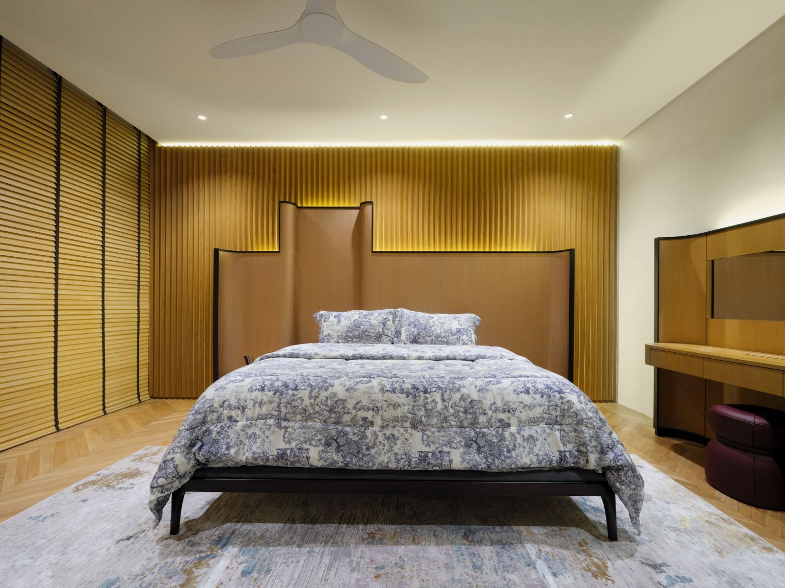 The designers added detailed flourishes in the bedroom