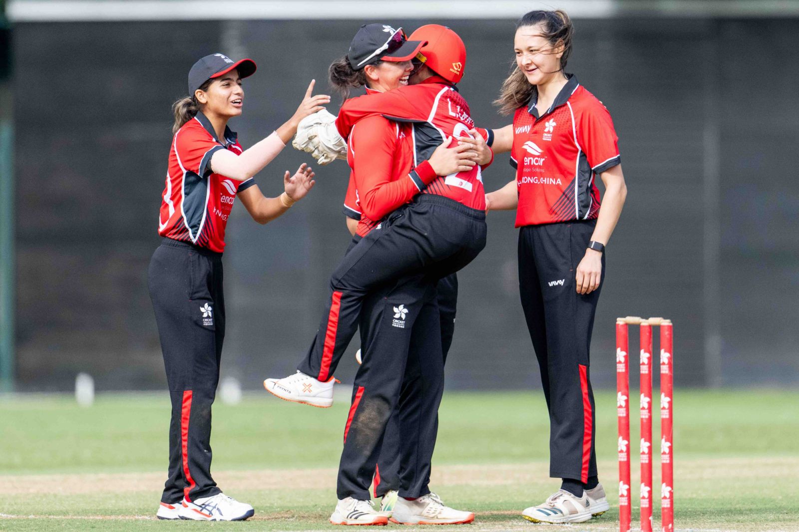 The Hong Kong team celebrates (Photo: courtesy Cricket Hong Kong, China)