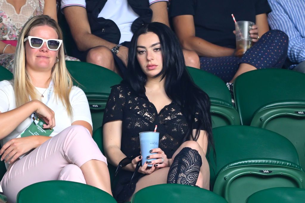 LONDON, ENGLAND - JULY 11: Charli XCX court-side of Centre Court on day eleven of the Wimbledon Tennis Championships at the All England Lawn Tennis and Croquet Club on July 11, 2024 in London, England. (Photo by Karwai Tang/WireImage)