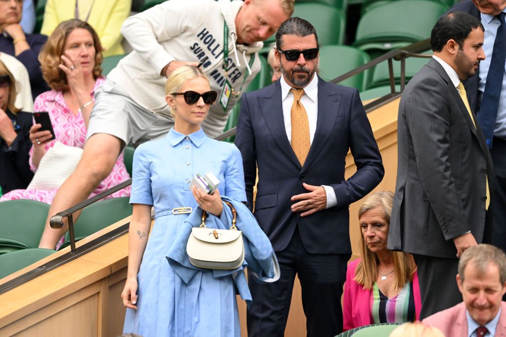 LONDON, ENGLAND - JULY 02: Jordyn Blum and Dave Grohl attend day two of the Wimbledon Tennis Championships at the All England Lawn Tennis and Croquet Club on July 02, 2024 in London, England. (Photo by Karwai Tang/WireImage)