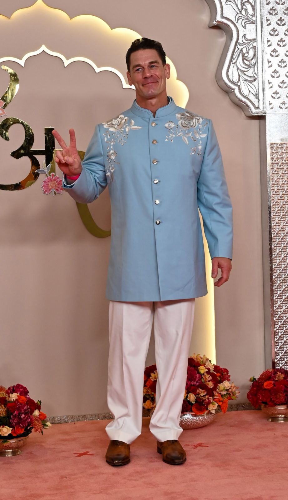 MUMBAI, INDIA - JULY 12: American actor John Cena attending the Wedding ceremony of Anant Ambani and Radhika Merchant at the Jio World Convention Centre, BKC on July 12, 2024 in Mumbai, India. (Photo by Raju Shinde/Hindustan Times via Getty Images)