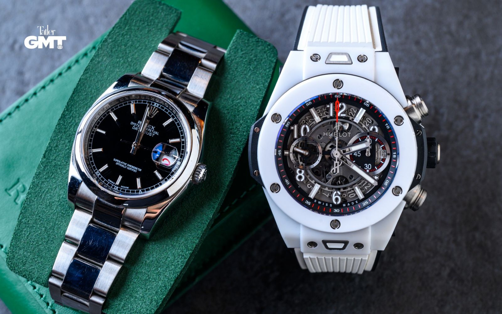 林明健收藏的Rolex Datejust以及Hublot Big Bang Unico White Ceramic腕錶,對他而言分別代表不同的人生階段。(Photo: Armani Lee)