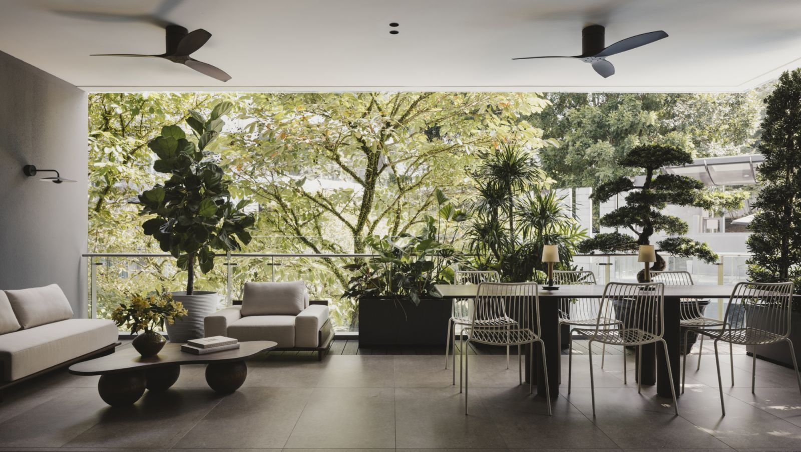 The balcony brings the outdoors closer to the condominium unit's interiors