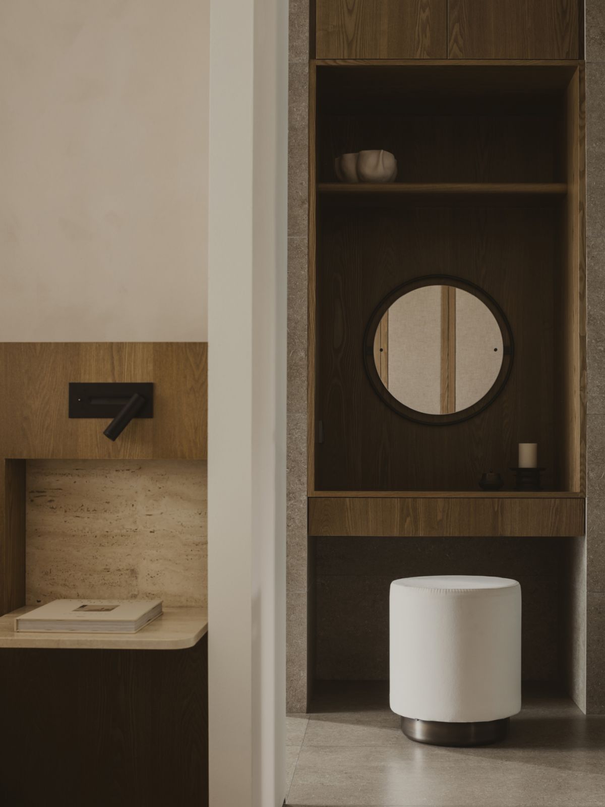 A custom dresser table at the entrance of the master en-suite bathroom