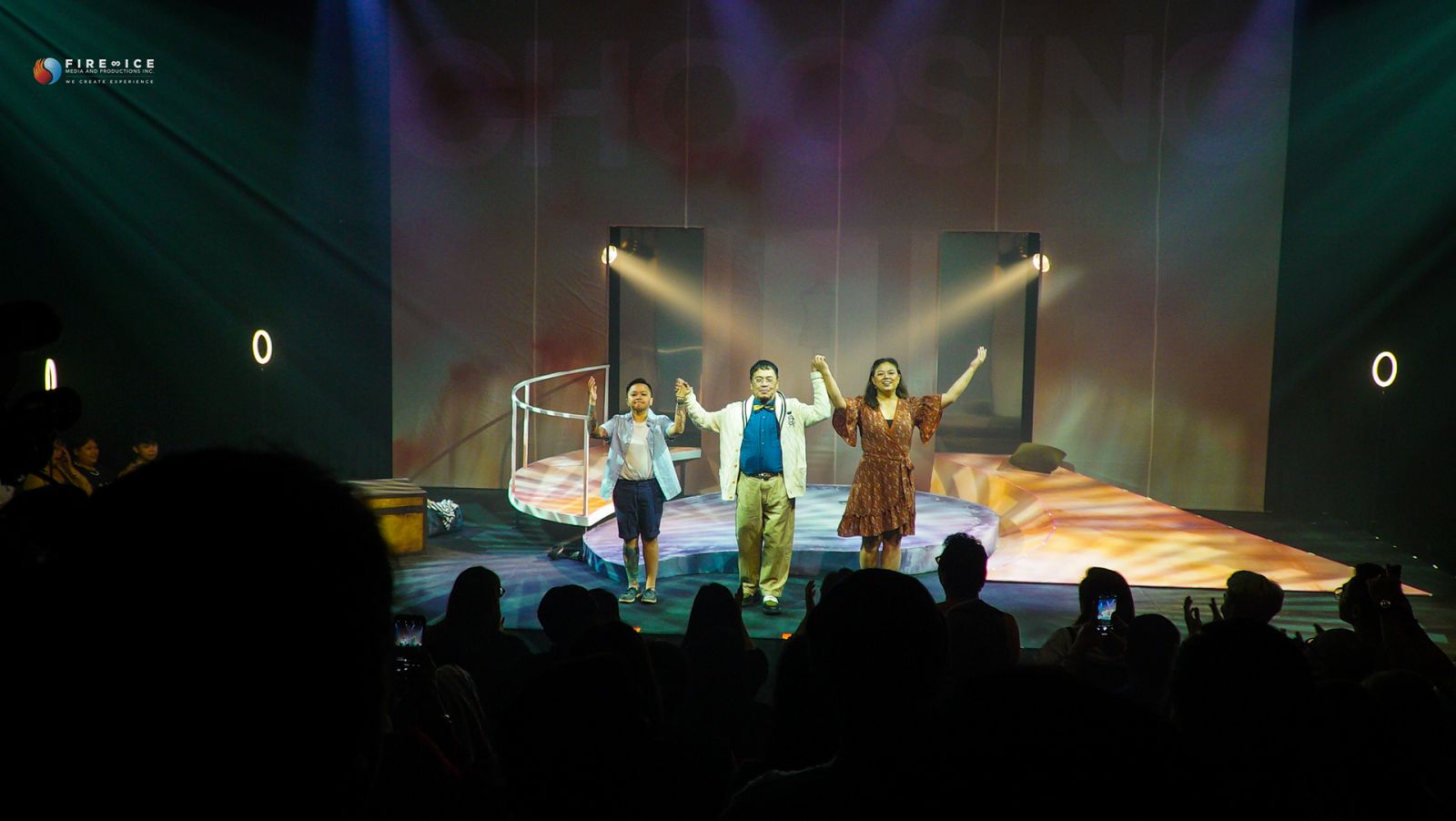 Ice Seguerra and Liza Diño in ‘Choosing’, with director Dr Anton Juan onstage