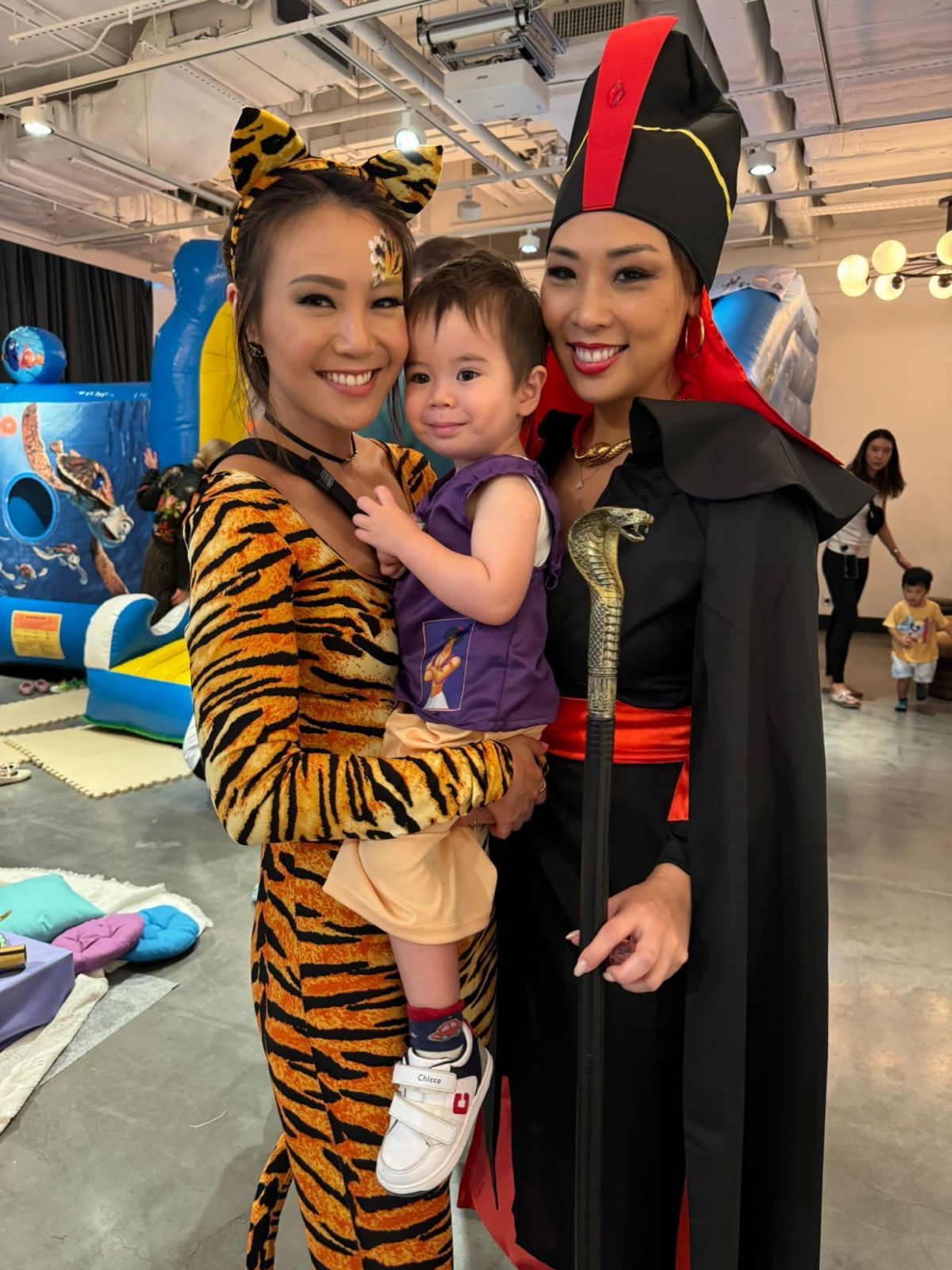 Charlotte and her son, Isaac, with May at Charlotte’s childrens’ joint Aladdin-themed birthday party (Photo: Charlotte Tsuei-Robinson)