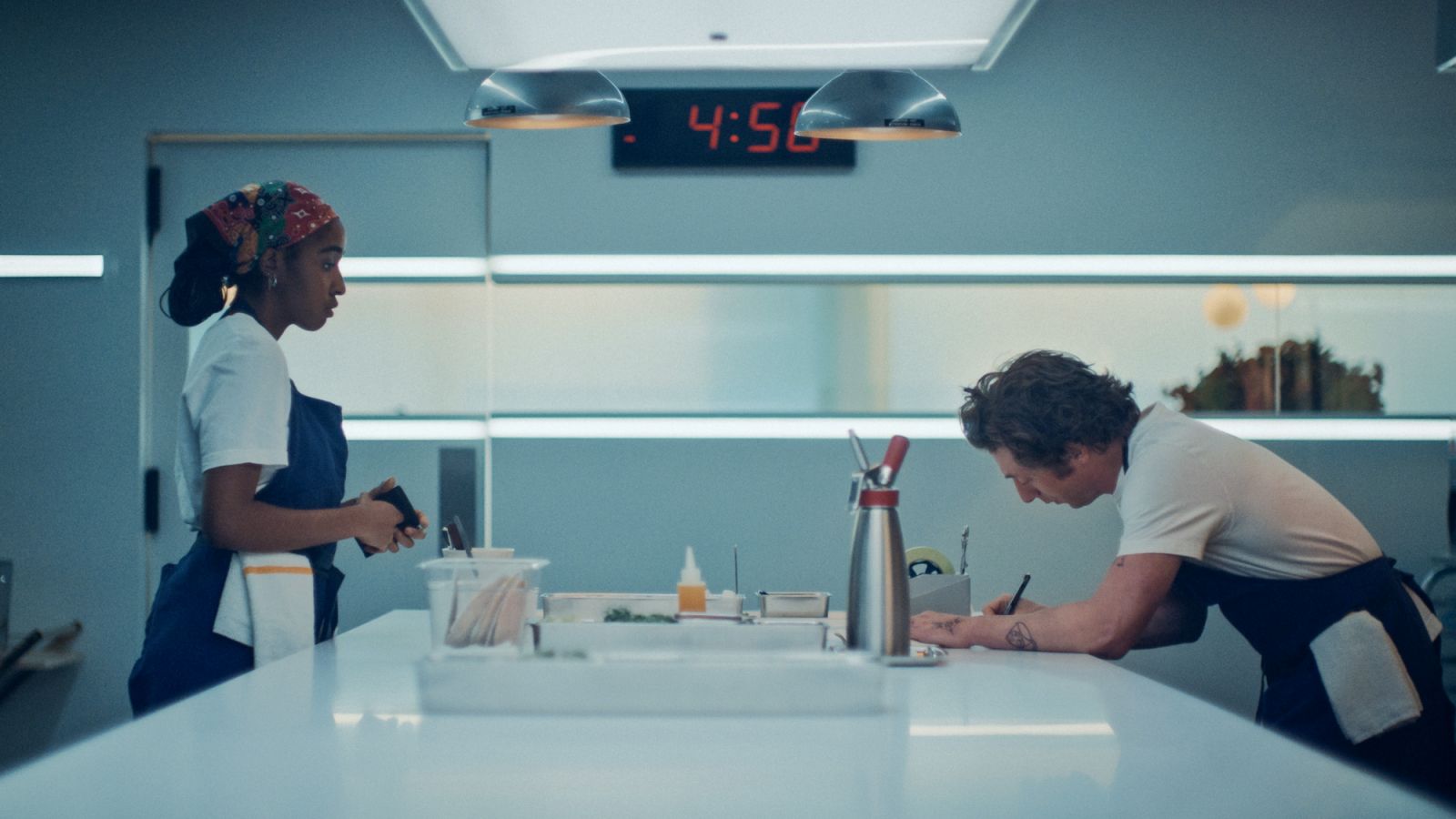 “THE BEAR” — “Legacy” — Season 3, Episode 7 (Airs Thursday, June 27th) — Pictured: (l-r) Ayo Edebiri as Sydney Adamu, Jeremy Allen White as Carmen “Carmy” Berzatto. CR: FX.