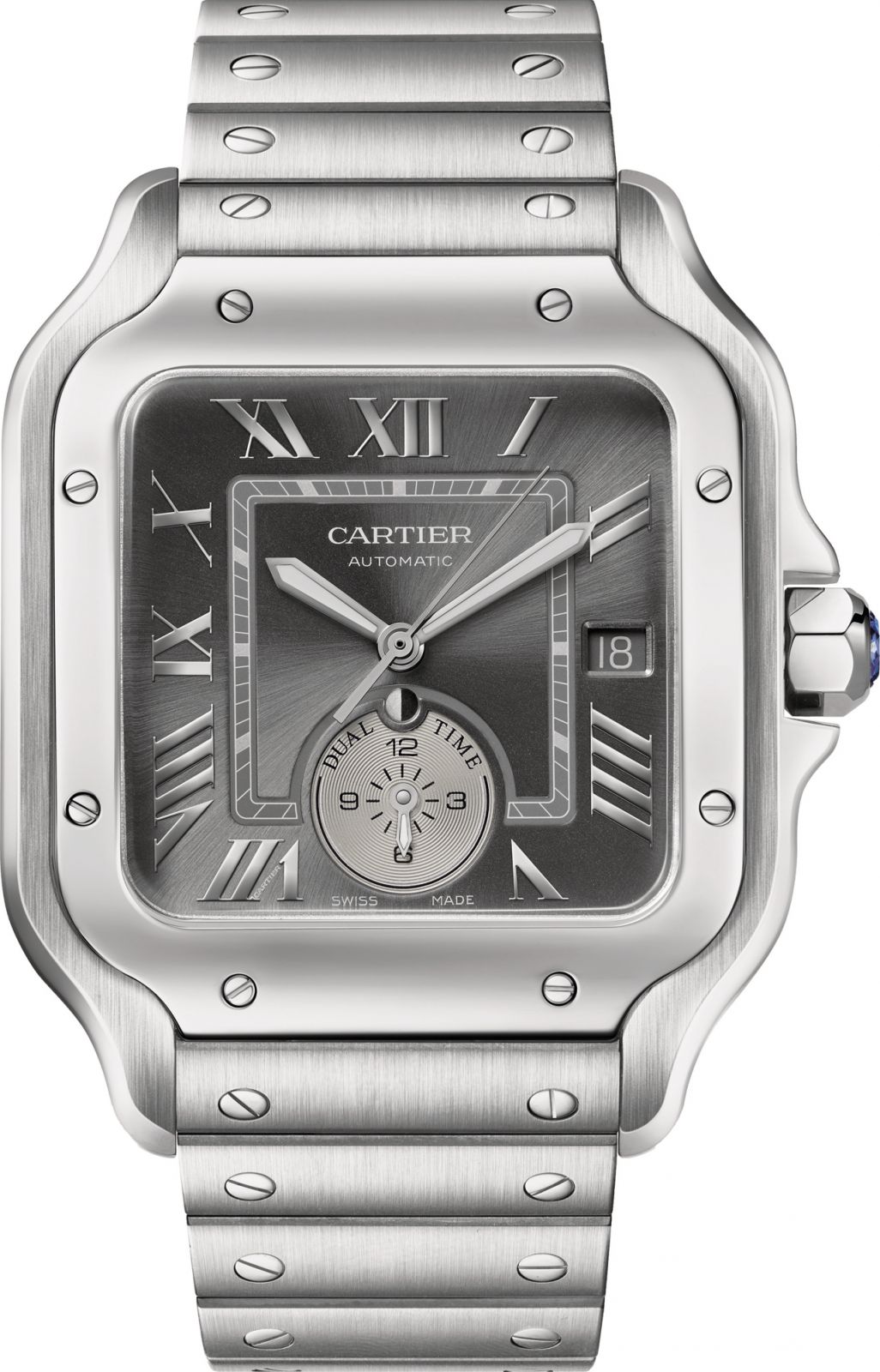 Santos de Cartier Dual Time large model in steel (Photo: courtesy of Cartier)