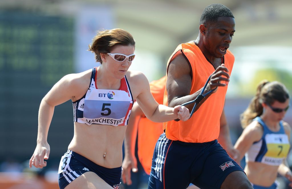 Paralympians with vision impairment can choose to run with a guide who is tethered to them at their wrist and keeps them on track (Photo: Getty Images)