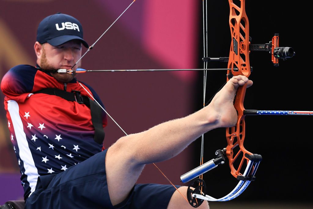 Para archer Matt Stutzman of the USA drawing the perfect arrow for his next shot at Tokyo 2020 (Photo: Getty Images)