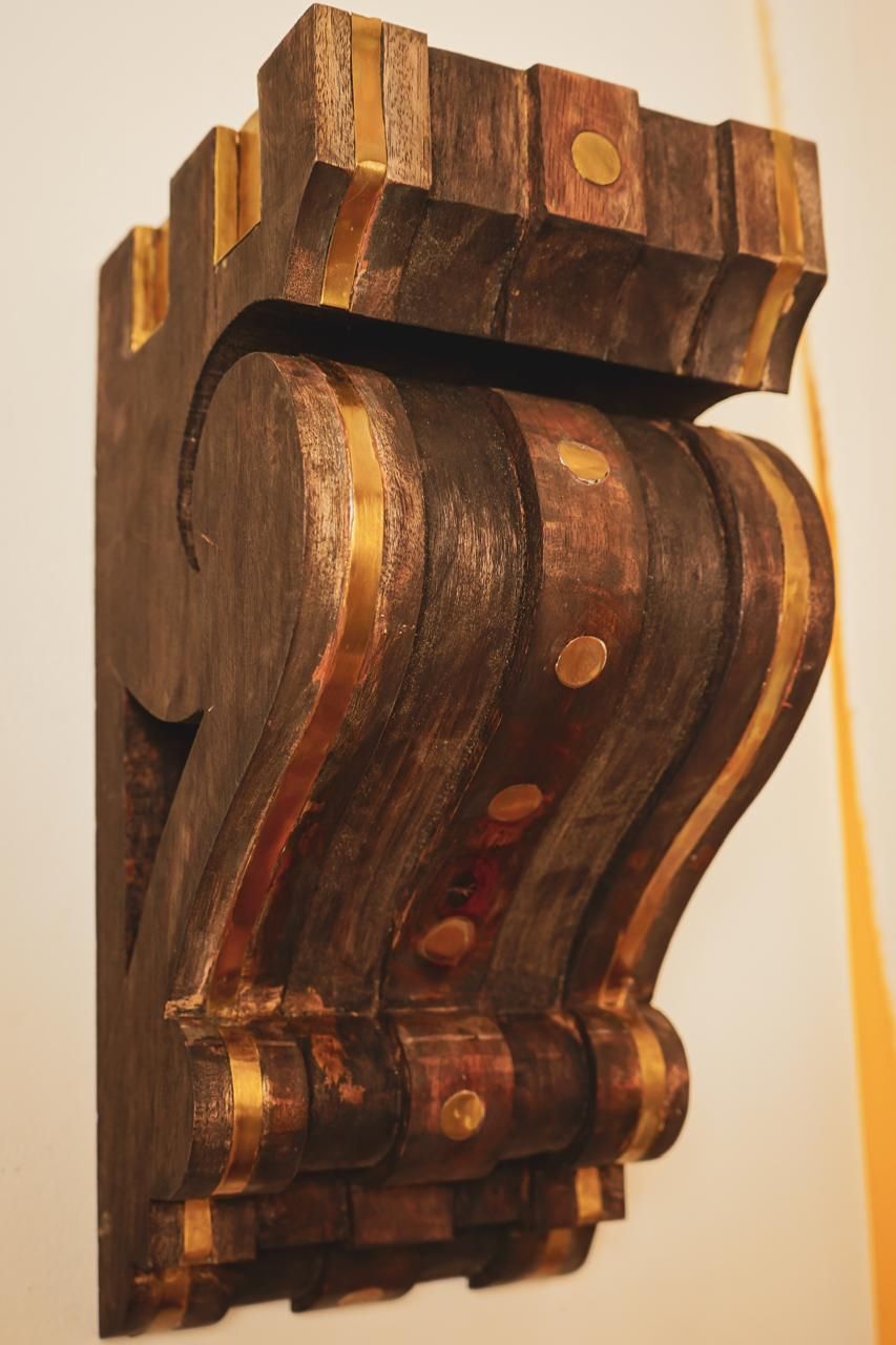 Corbel in Antique Brass and Wood by Artifeks Design Studio