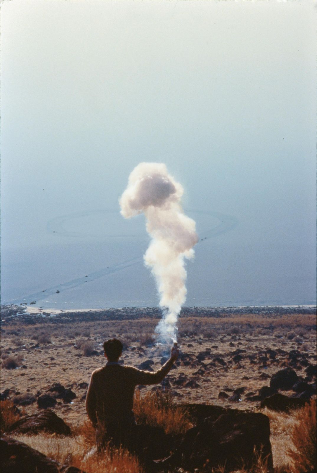 Cai's "The Century with Mushroom Clouds: Project for the 20th Century (Site of Robert Smithson’s Spiral Jetty)", (1996). (Photo: courtesy Cai Studio)