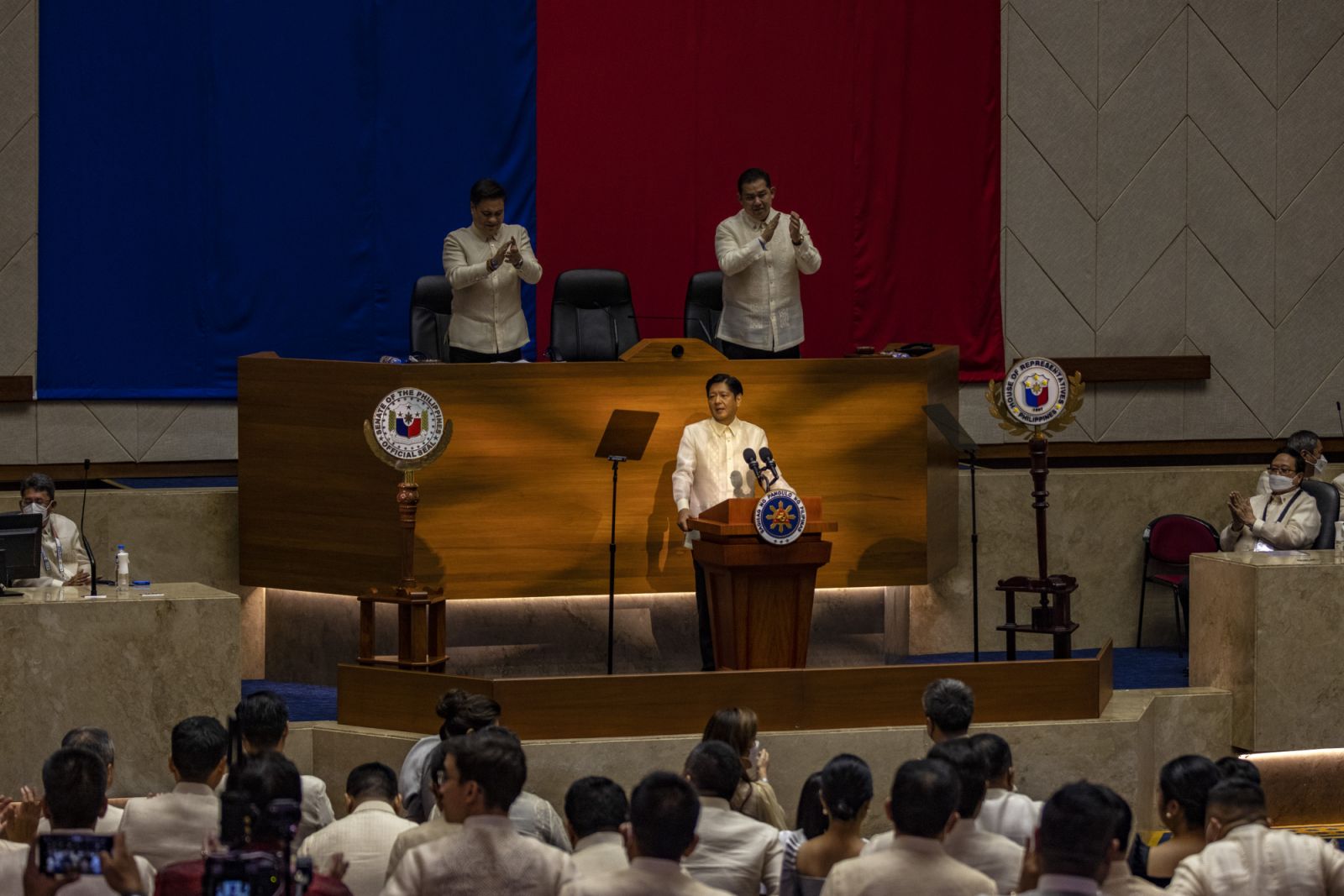 Philippine President Ferdinand Marcos Jr. delivers his first State of the Nation Address before lawmakers at the House of Representatives in 2022 (Photo by Ezra Acayan/Getty Images)