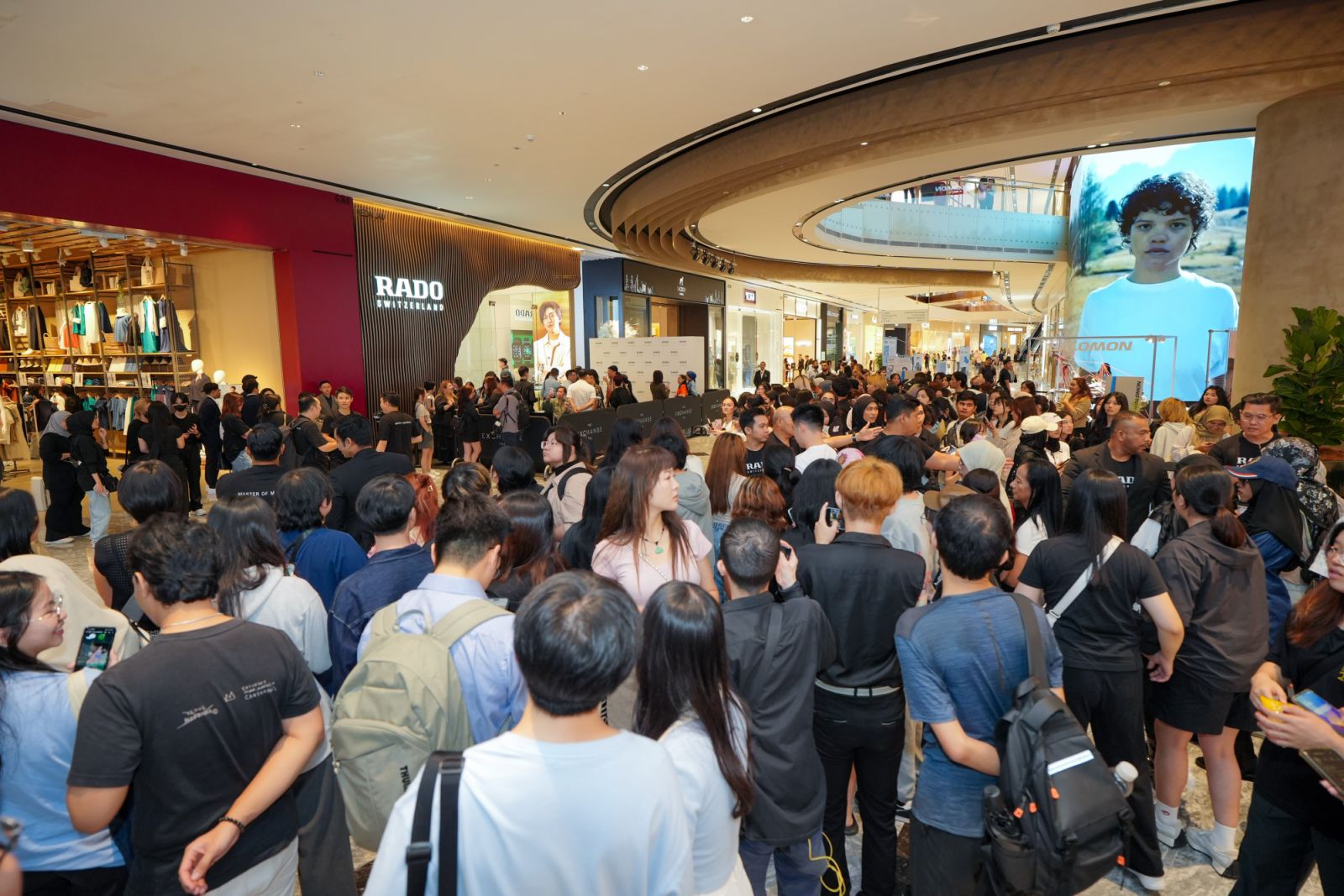 Crowd gathered for the opening ceremony of the new Rado TRX Boutique