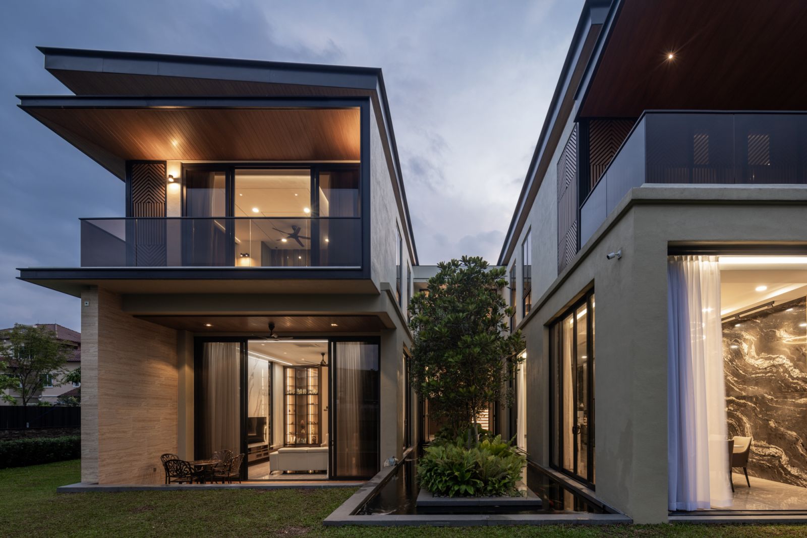 The courtyard is a focal point and allows connection between the spaces