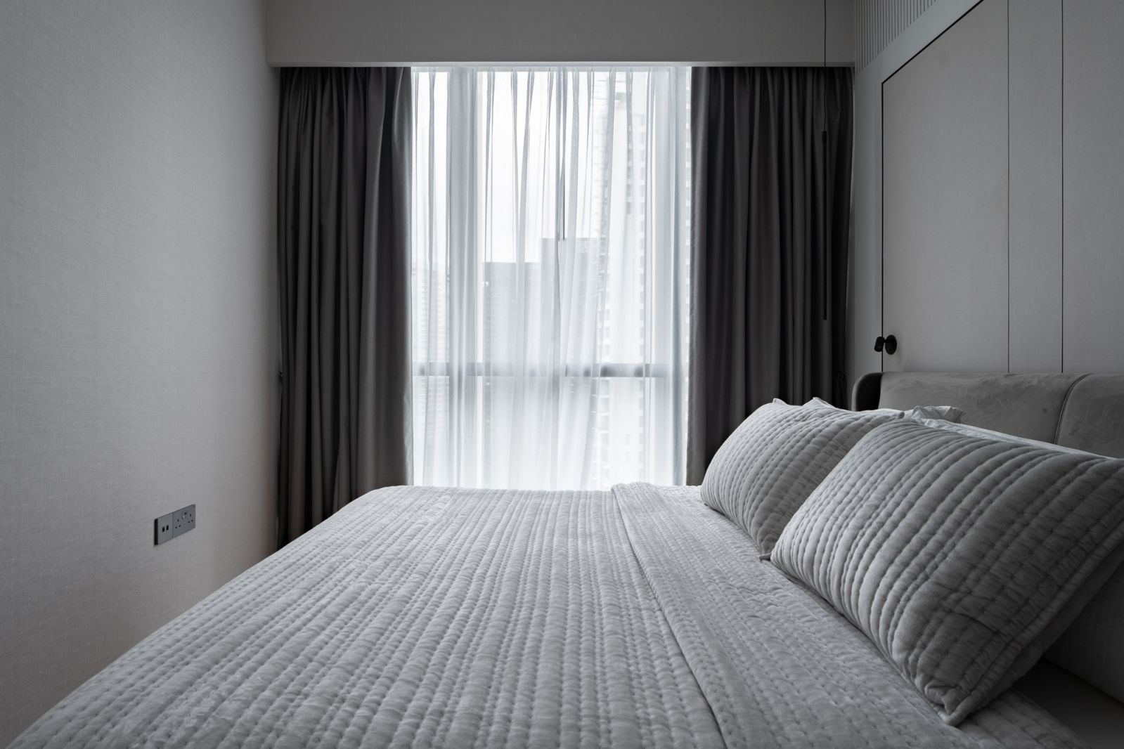The Riviere bedroom in the cool morning light