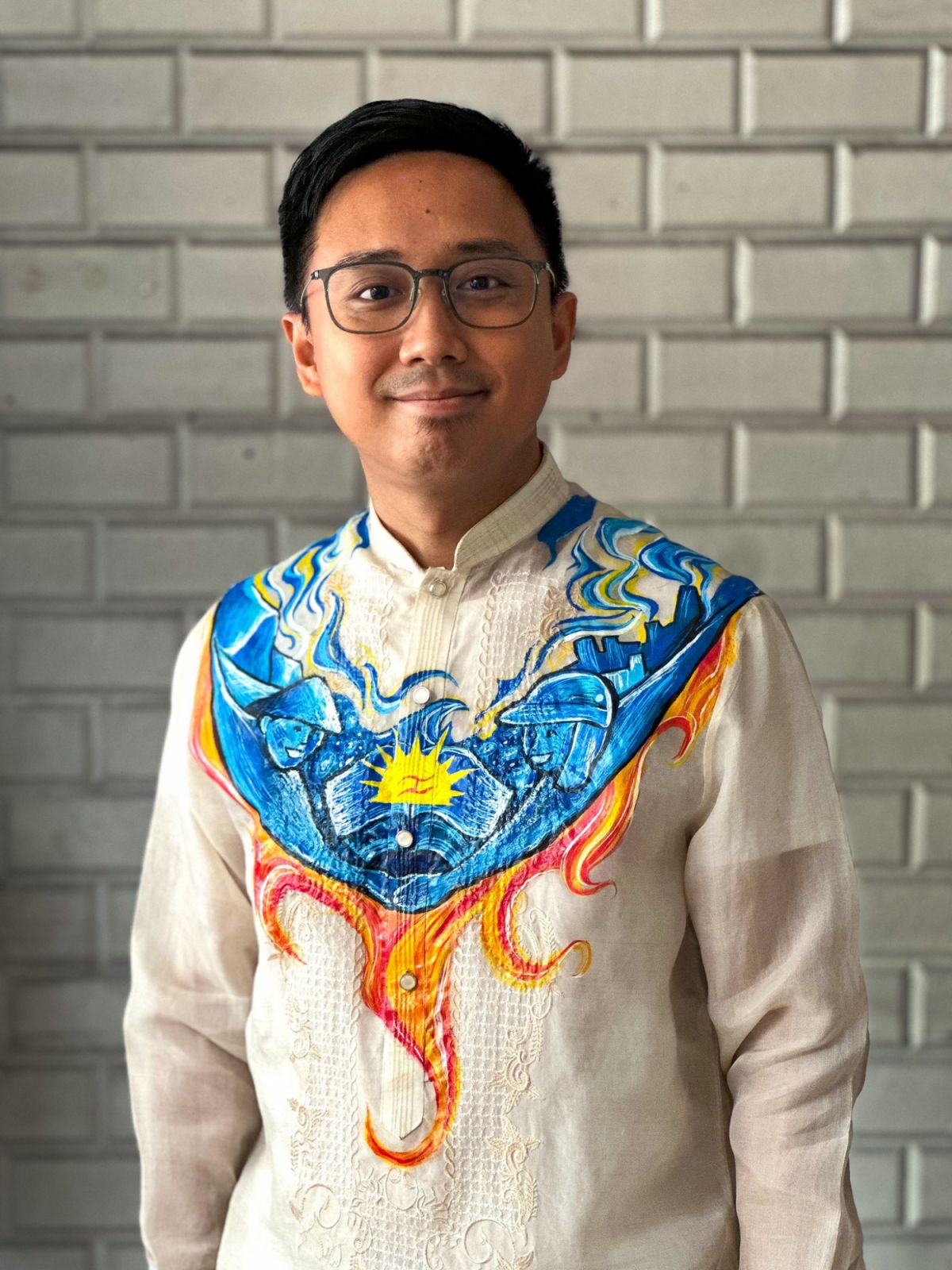 Kabataan Partylist representative Raoul Manuel in a barong reworked by Albert Raqueño (Photo: @albertraqueno / X)