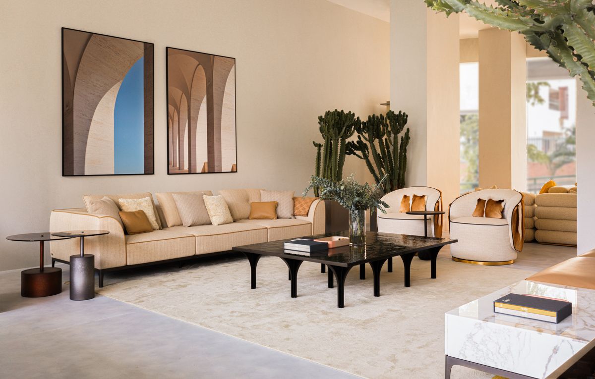 The first floor living room setting at Fendi Casa Singapore showroom