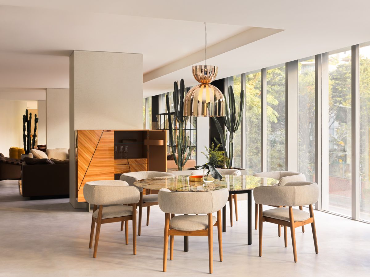 An elegant dining room setting at Fendi Casa Singapore