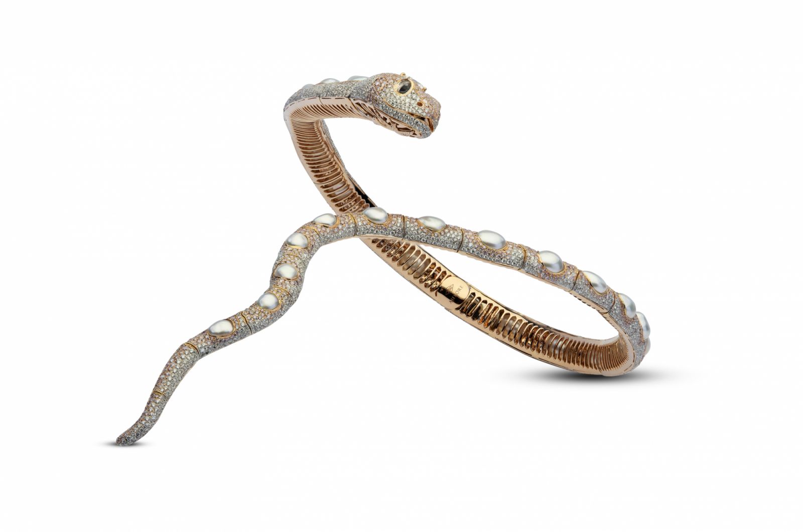 Autore Enchantress necklace from the Ophidia Collection with pearls set in rose gold
