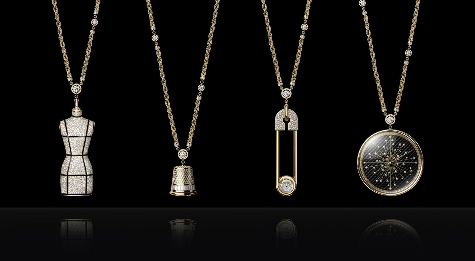 Believe it or not, these beautiful Chanel pieces tell time, albeit discreetly. They are inspired by the tools of a dressmaker, and collectively known as the Couture O'Clock Collection