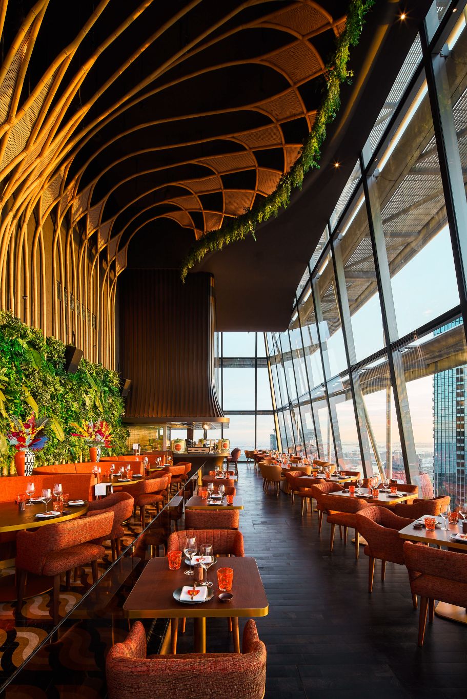 Sushisamba’s dining room sat under a 3D bamboo installation with wrap around floor-to-ceiling windows (Photo: Sushisamba)