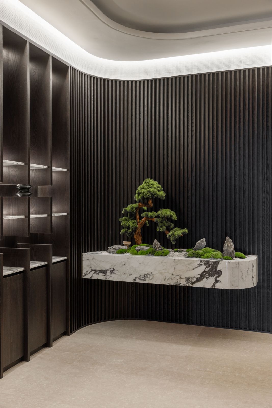 The foyer features subtle landscaping