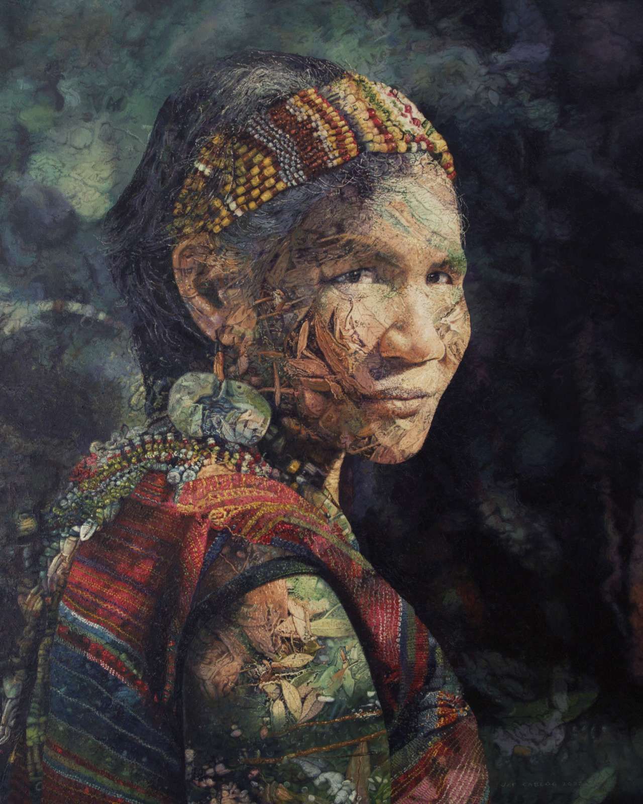 ‘Elusive Gaze III’ is a 60” x 48” oil on canvas painting from 2022 (Art: Jef Cablog; Photo: Art Lounge Manila)