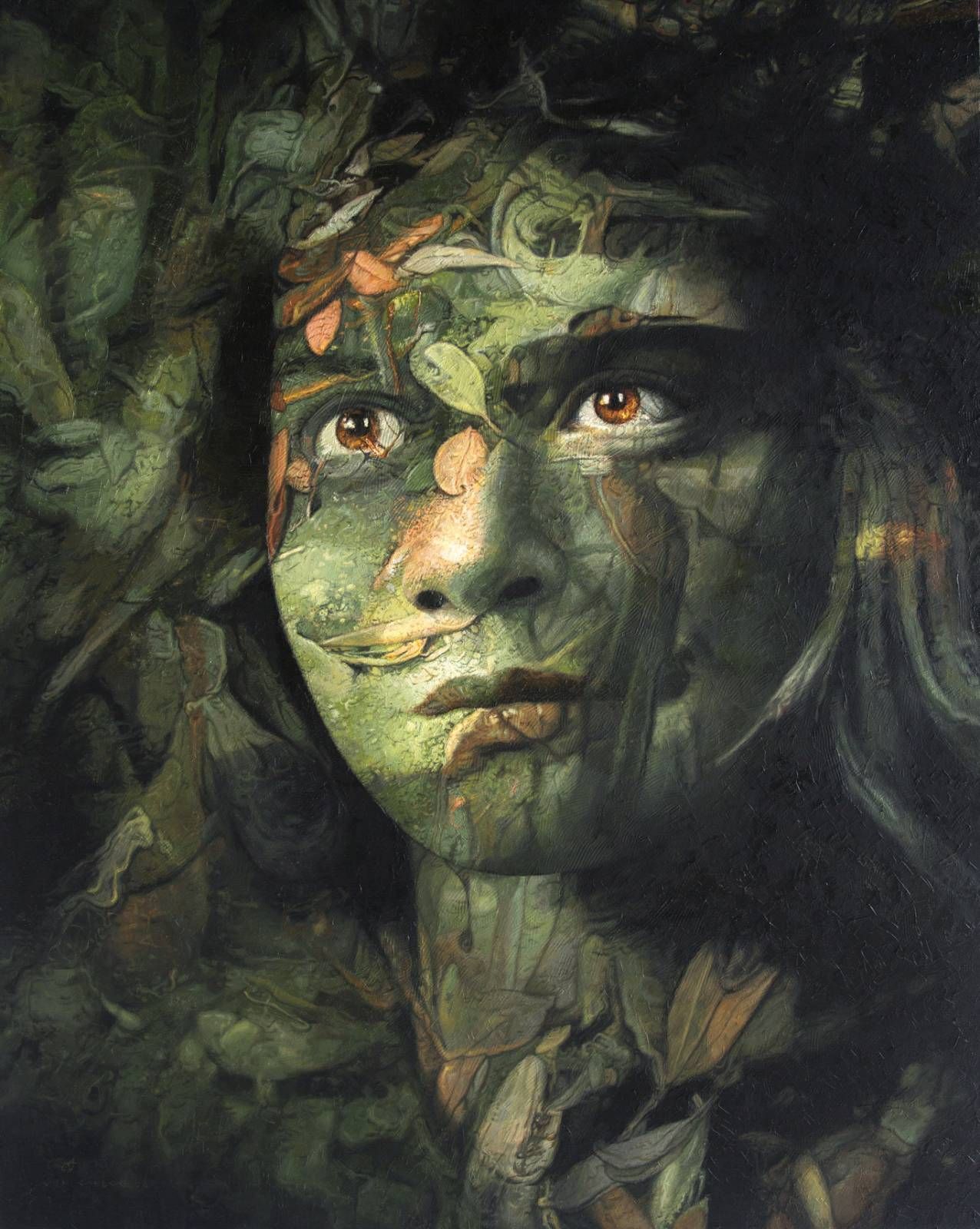 ‘Flicker’ is a 40” x 32” oil on canvas painting from 2024 (Art: Jef Cablog; Photo: Art Lounge Manila)