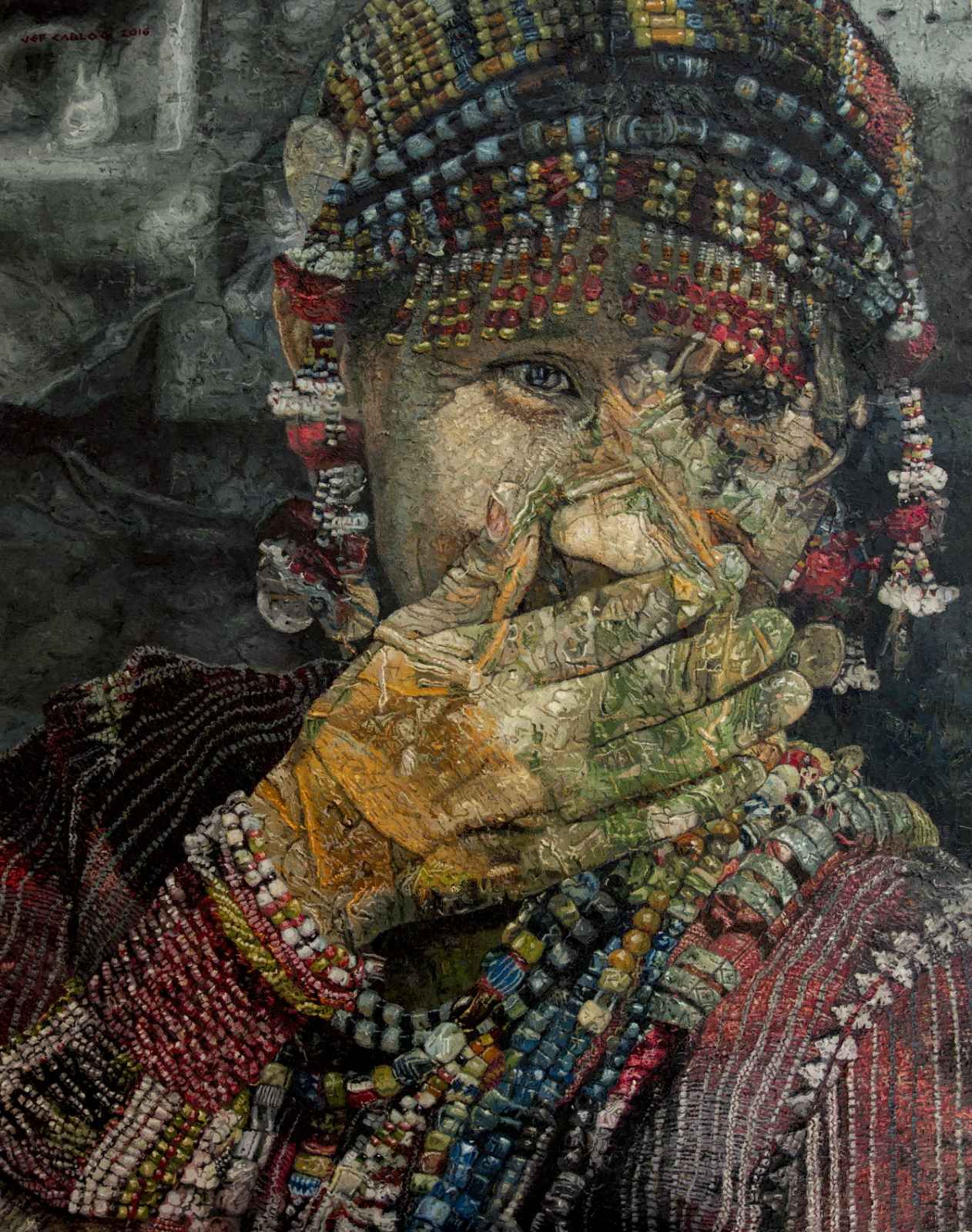 ‘Soot’ is a 60” x 48” oil on canvas artwork completed in 2016 (Art: Jef Cablog; Photo: Art Lounge Manila)