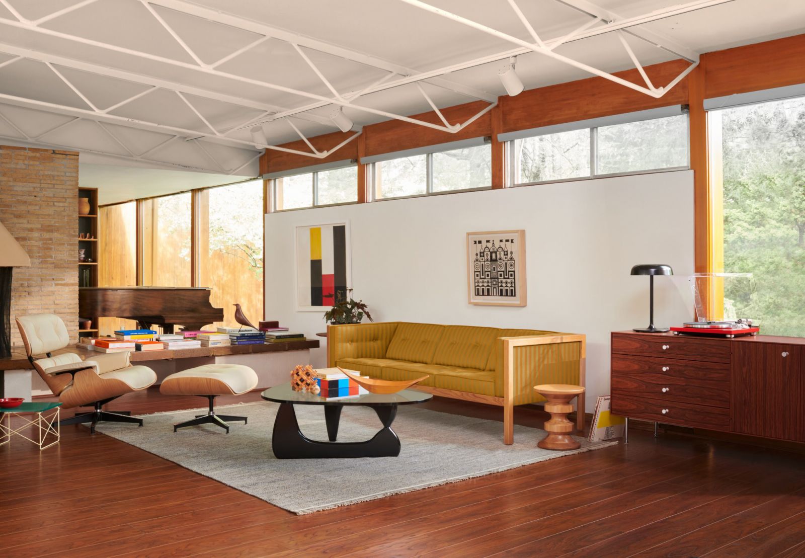 The Eames Lounge Chair and Ottoman in bamboo-based leather Ivory
