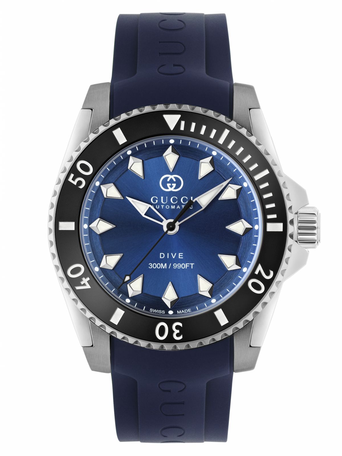 Gucci Dive 40mm with a blue dial and rubber bracelet (Photo: Courtesy of Gucci)