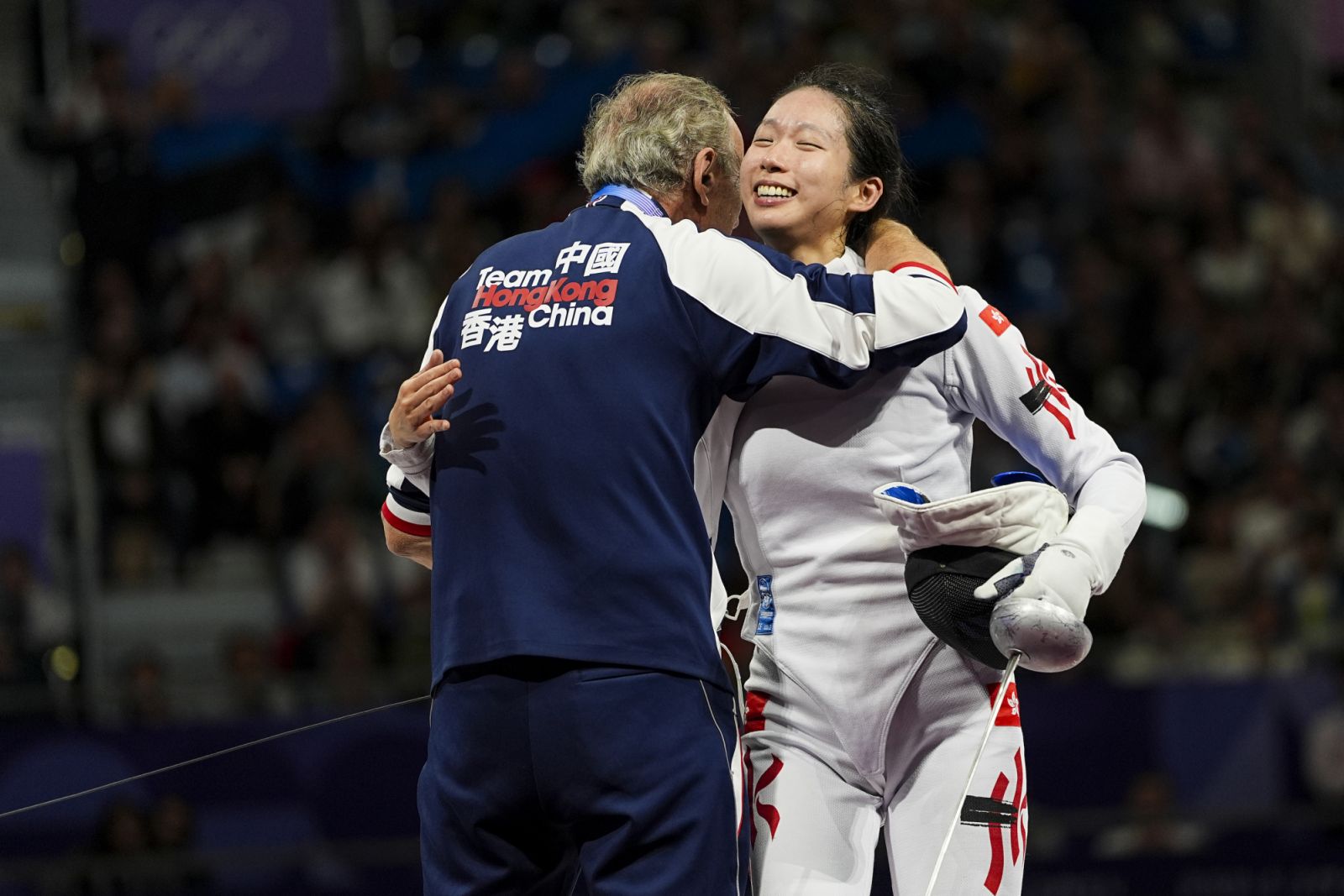 PARIS, FRANCE - JULY 27: Man Wai Vivian Kong of Hong Kong advance to the final at women's épée semi-finals during the Fencing - Olympic Games Paris 2024 on Day 1 at Grand Palais on July 27, 2024 in Paris, France. (Photo by Jari Pestelacci/Eurasia Sport Images/Getty Images)