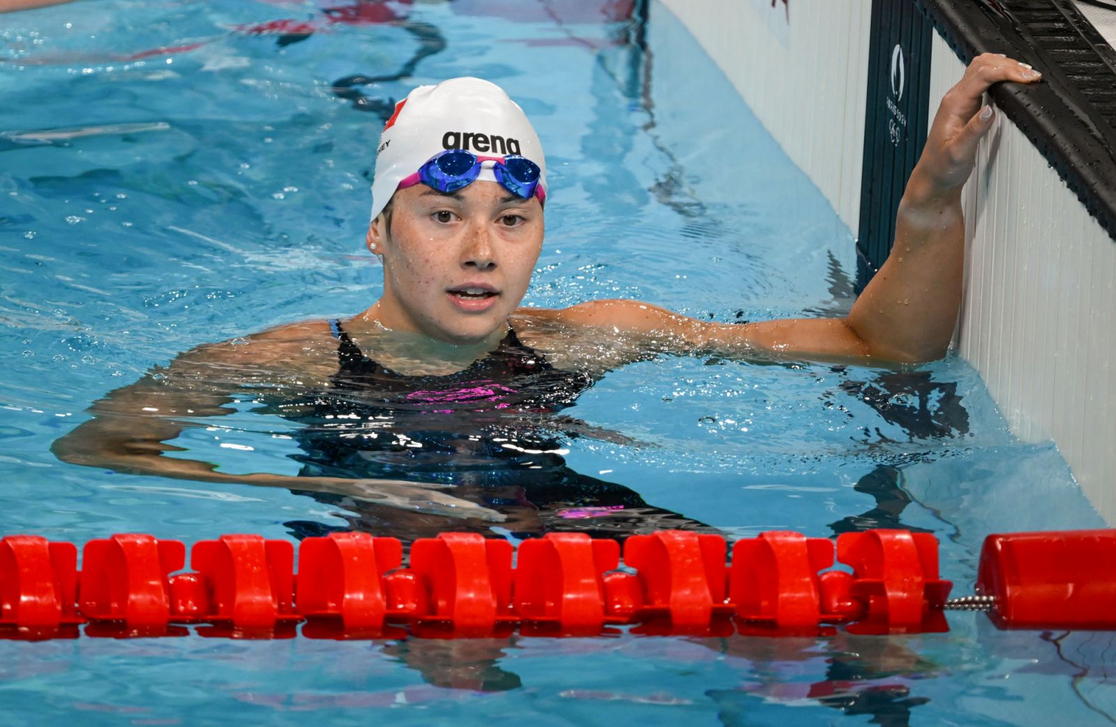 Paris , France - 28 July 2024; Siobhan Bernadette Haughey of Team Hong Kong after finishing the women's 200m freestyle semifinals and qualifying for the finals at the Paris La Défense Arena during the 2024 Paris Summer Olympic Games in Paris, France. (Photo By Stephen McCarthy/Sportsfile via Getty Images)