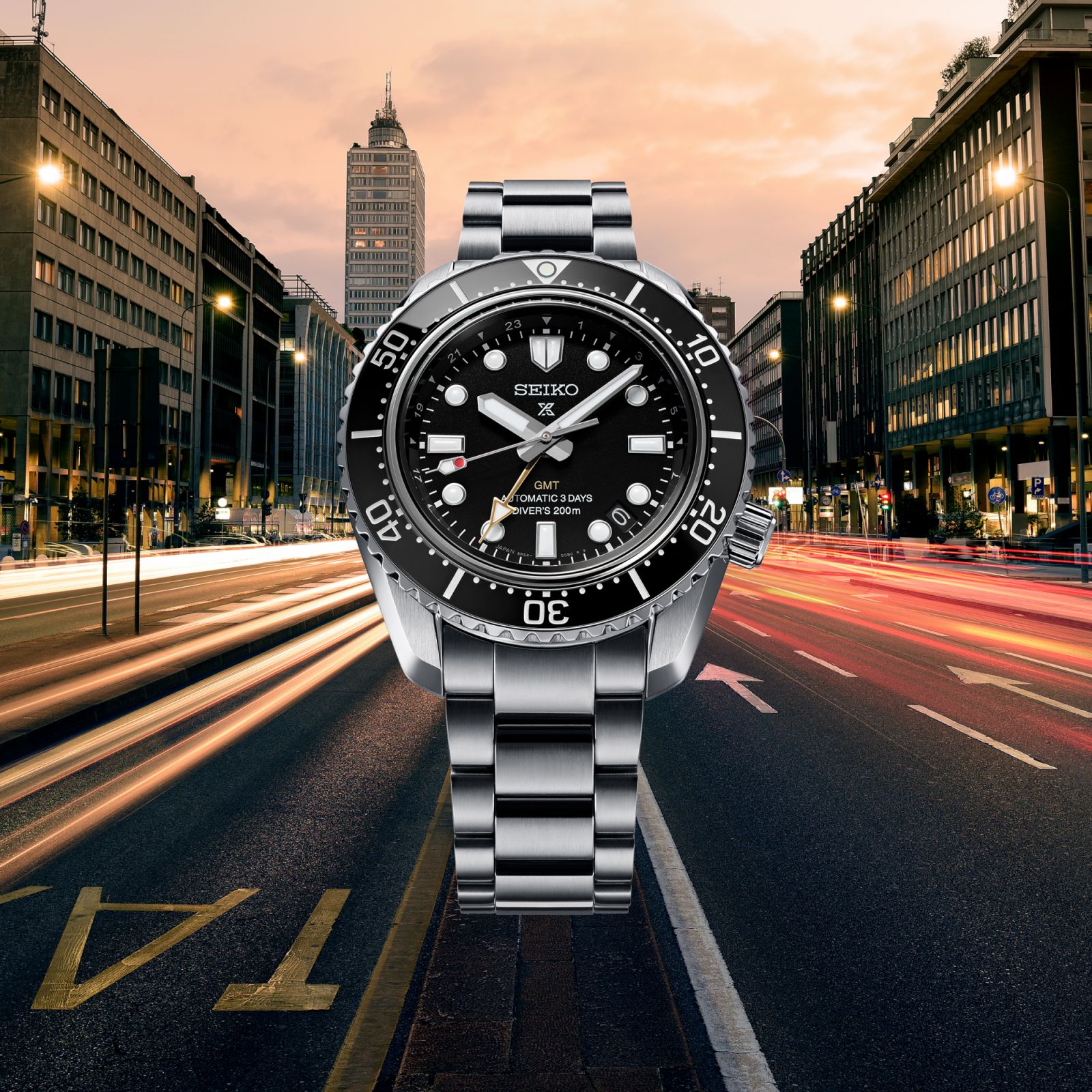 The Prospex Sea, or 1968 Heritage Diver's GMT Watch, comes with either a green or black dial. This is the SPB383J1. (Photo: Courtesy of Seiko)