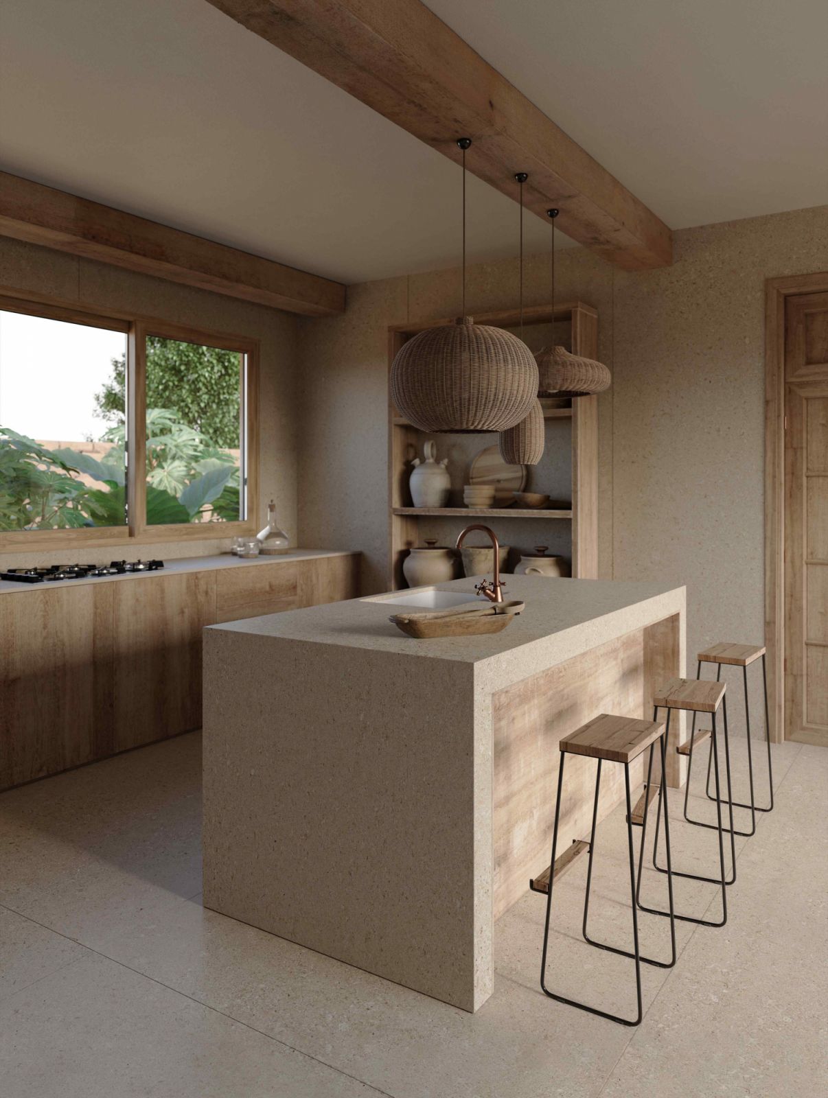 Light and neutral palettes can create the illusion of a larger kitchen (Photo: Cosentino)