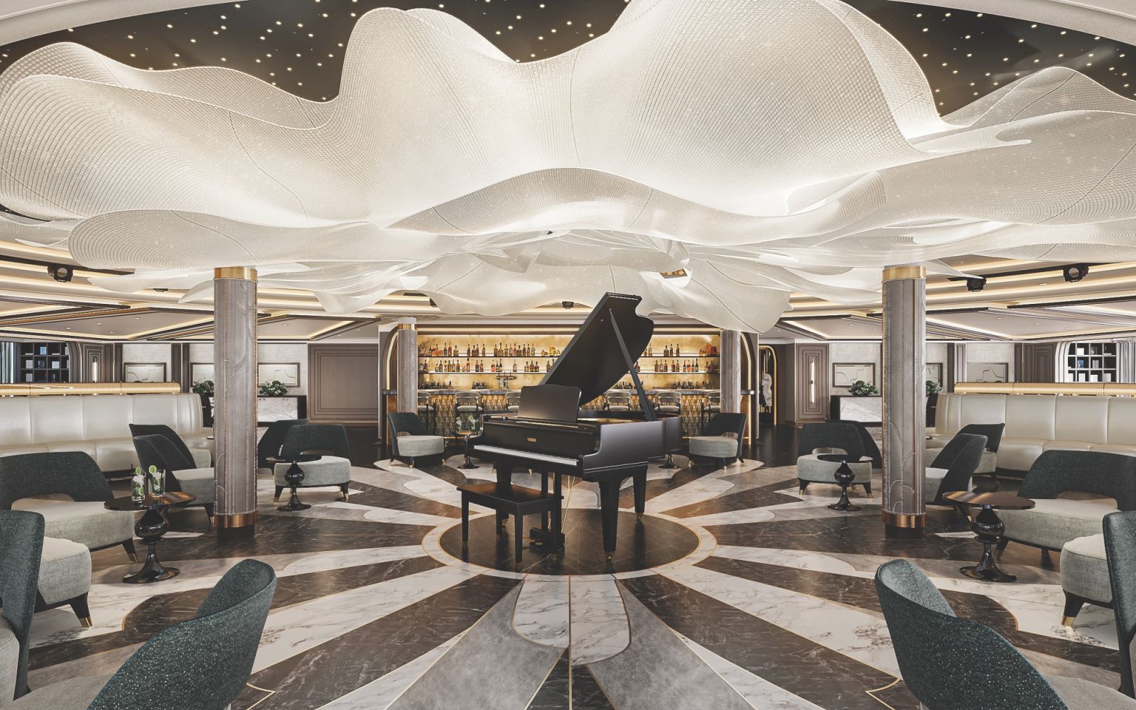 The Observation Lounge on the Seven Seas Grandeur