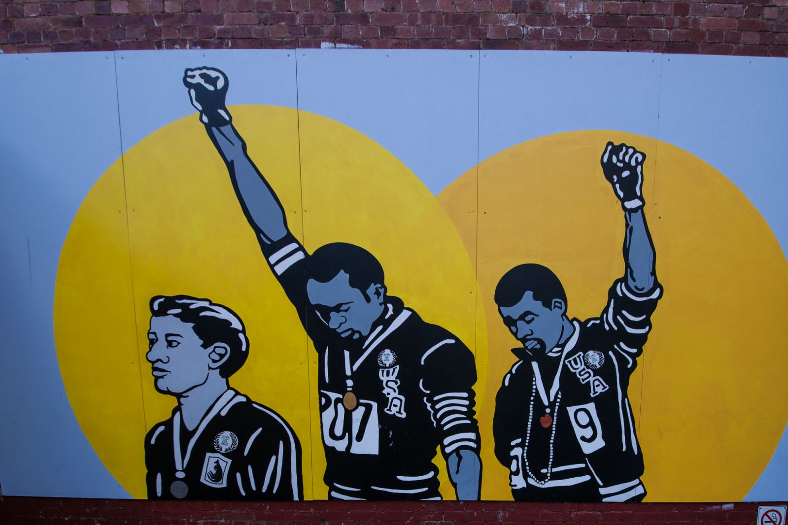Olympics 1968 black power fist mural