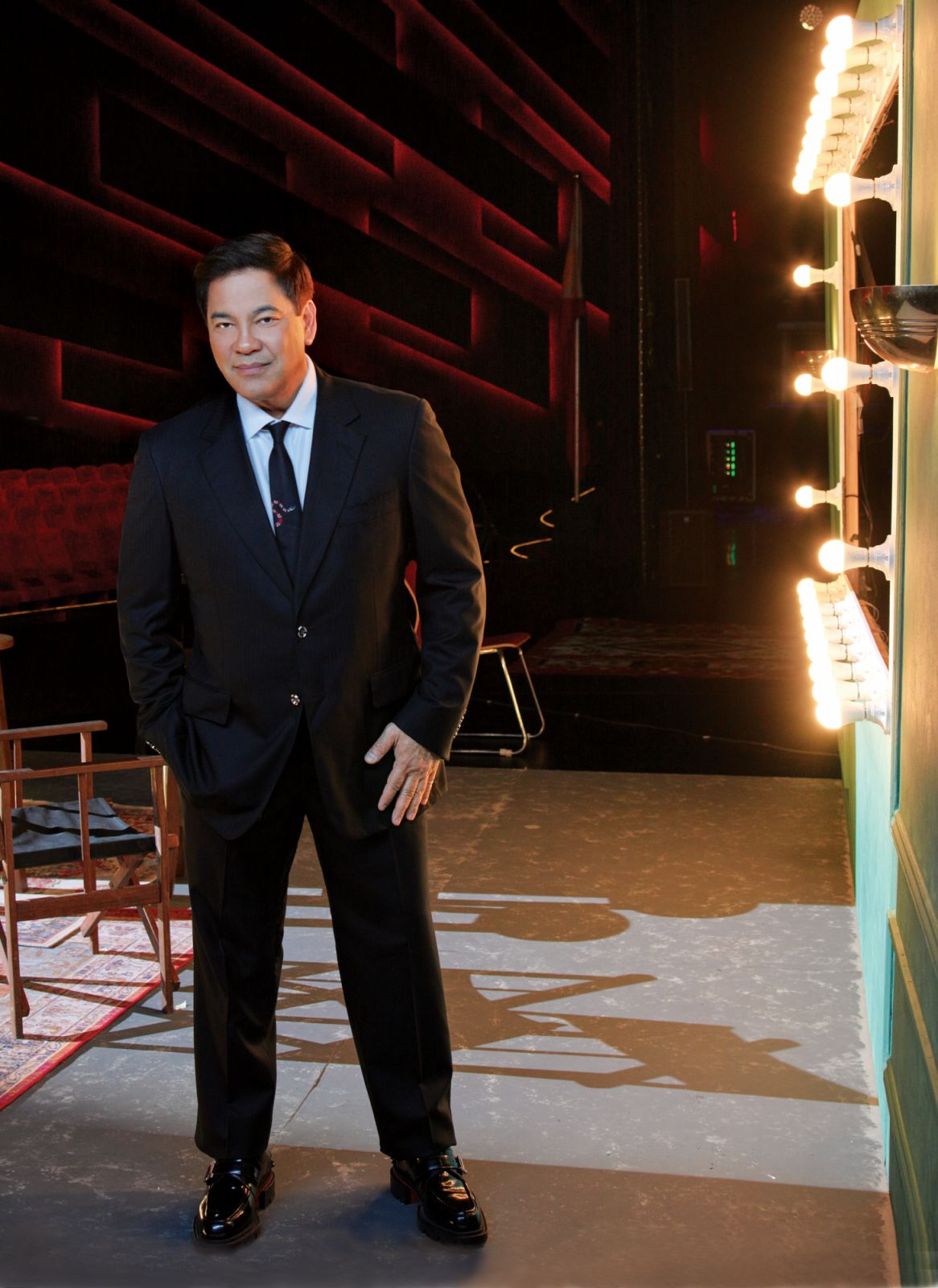Nievera wears Stefano Ricci suit and Christian Louboutin shoes