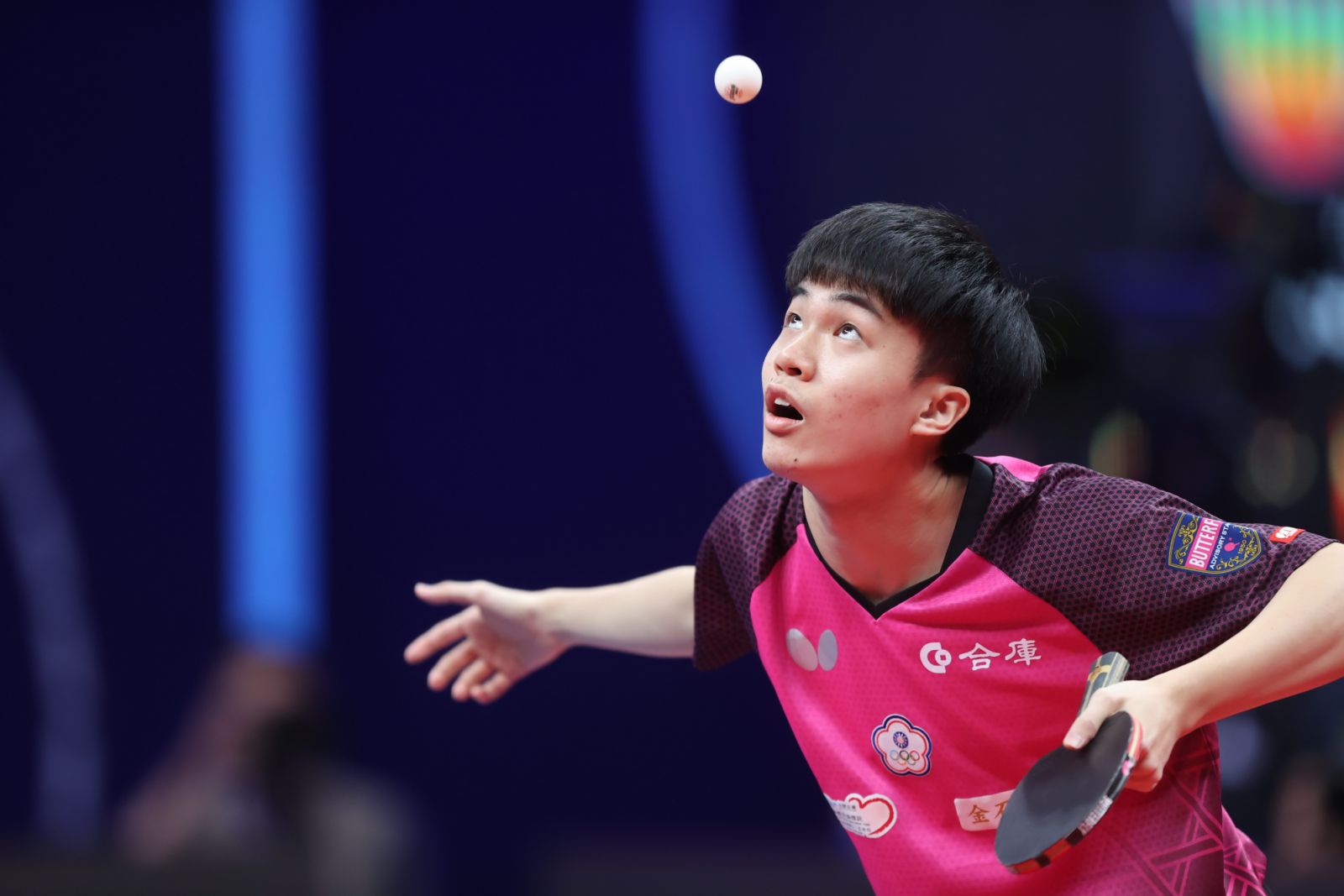 ZHENGZHOU, CHINA - NOVEMBER 20: Lin Yun-Ju of Chinese Taipei competes in the Men's Singles Round of 16 match against Dimitrij Ovtcharov of Germany on day two of the 2020 ITTF Finals at Zhengzhou Olympic Sports Center on November 20, 2020 in Zhengzhou, Henan Province of China. (Photo by VCG/VCG via Getty Images)