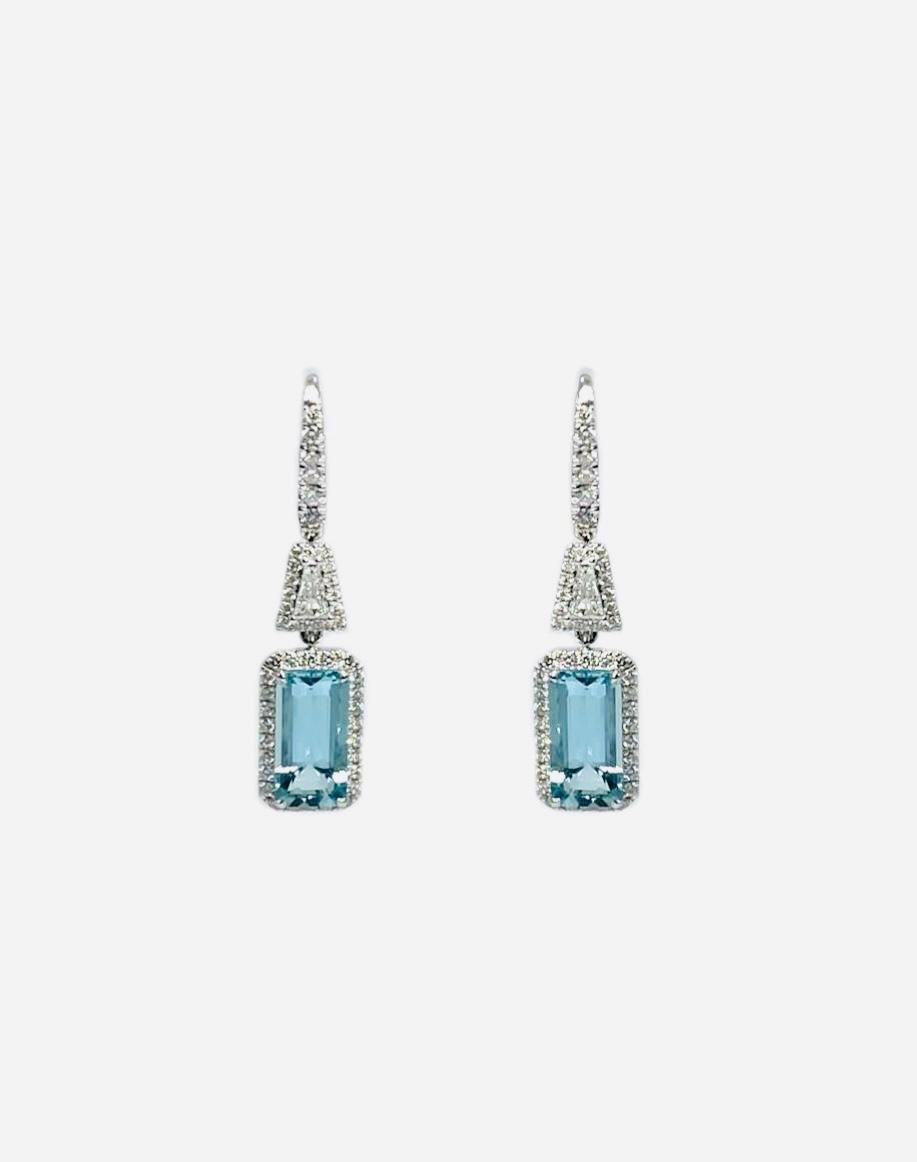 Shelly by Dynasty radiant aquamarine earnings with diamonds