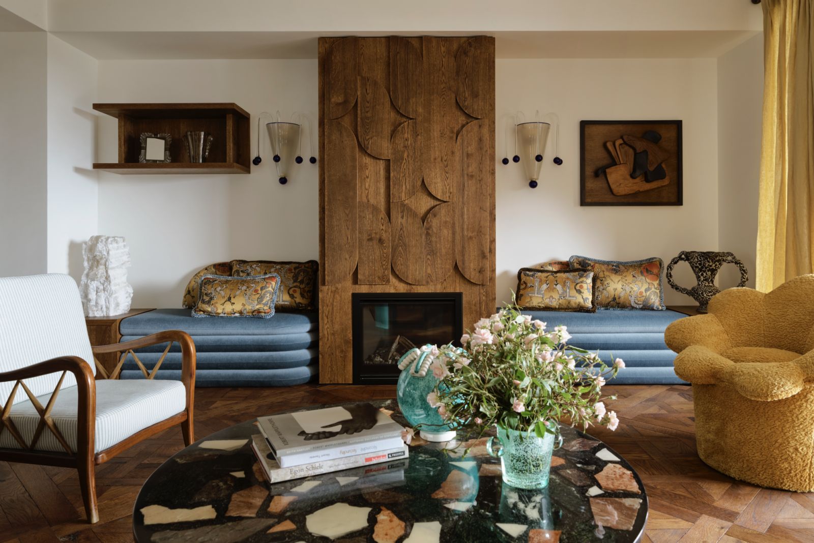 The living room of the apartment in Potts Point, Sydney