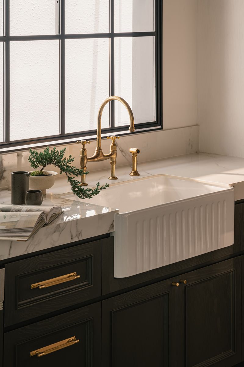 Close up of the kitchen sink showcases subtle textures