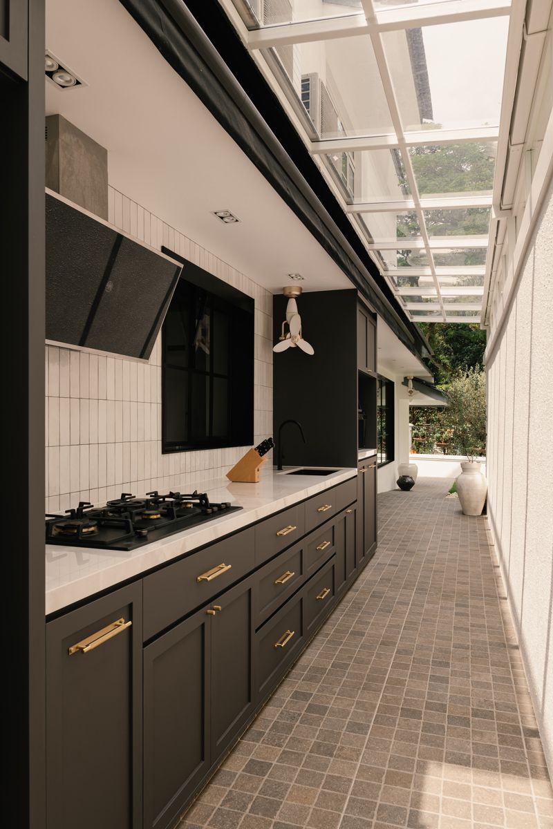 The outdoor kitchen is handy for heavy cooking