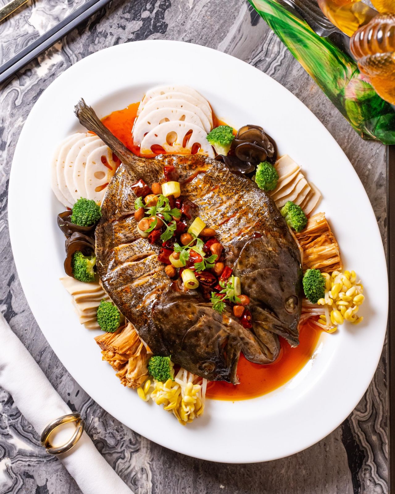 Secret Menu dishes at the best restaurants - Crystal Dragon's Steamed Sea Grouper with assorted root vegetables and Szechuan sauce