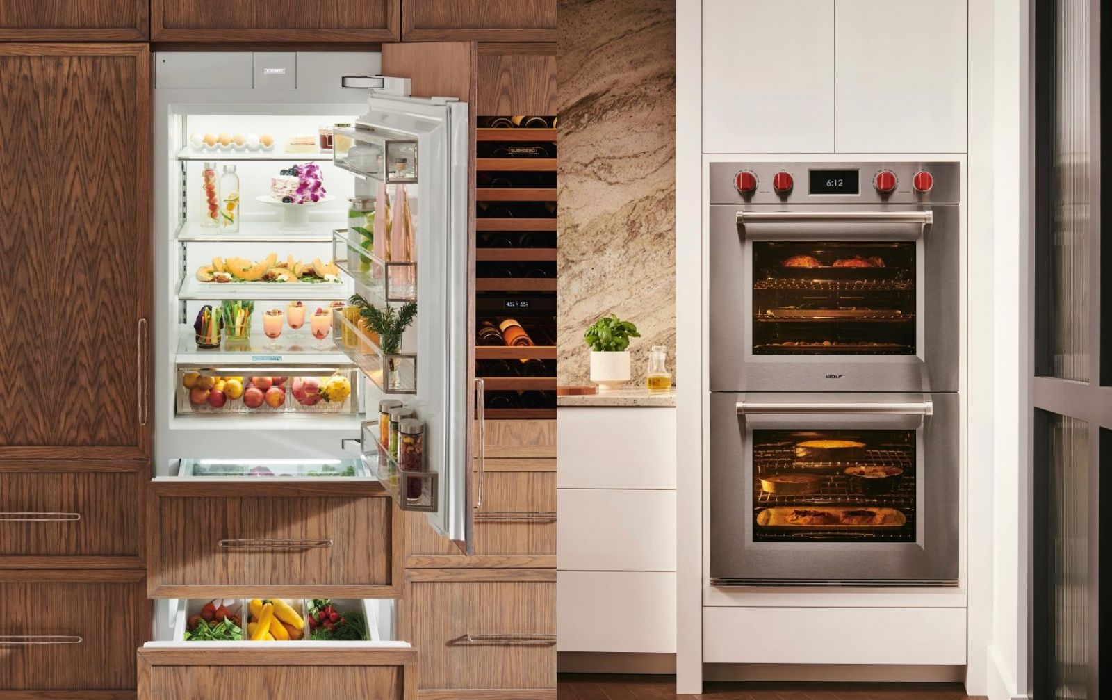 Sub-Zero refrigeration (left) and Wolf double oven (right) / Photos: Courtesy of Sub-Zero and Wolf